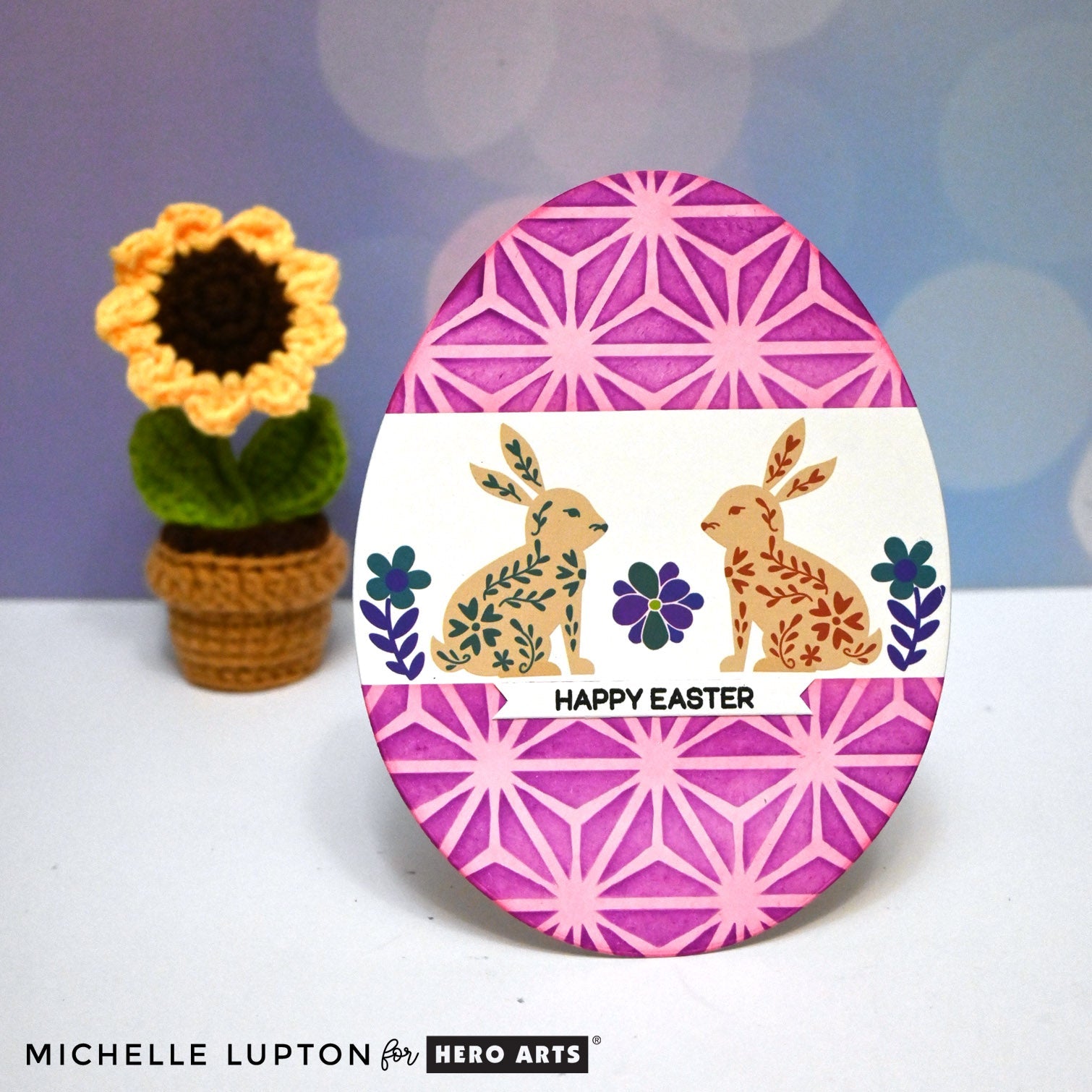 Egg Shaped Easter Card With Hero Transfers Hero Arts