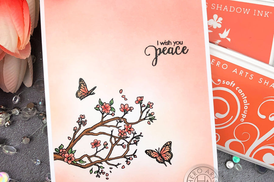 Soft Ink Blended Branches Card