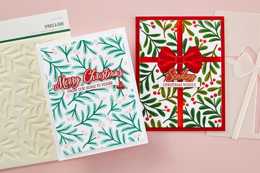 July 2024 Stencil of the Month Preview & Tutorials – Sprigs & Bow