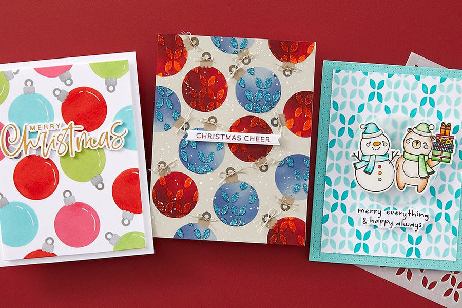 October 2024 Stencil of the Month Preview & Tutorials – Baubles & Festive Background