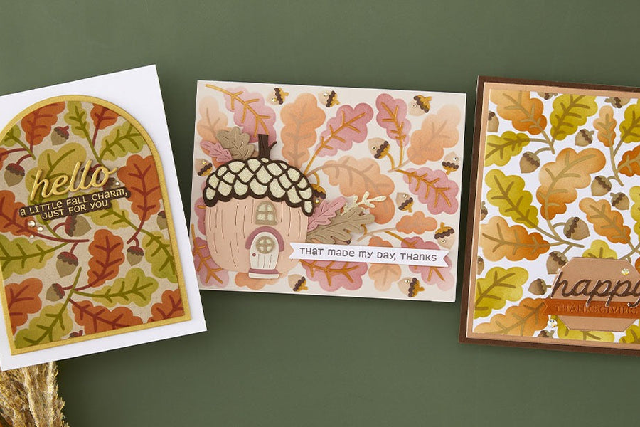 September 2025 Stencil of the Month Preview & Tutorials – Acorns & Oaks