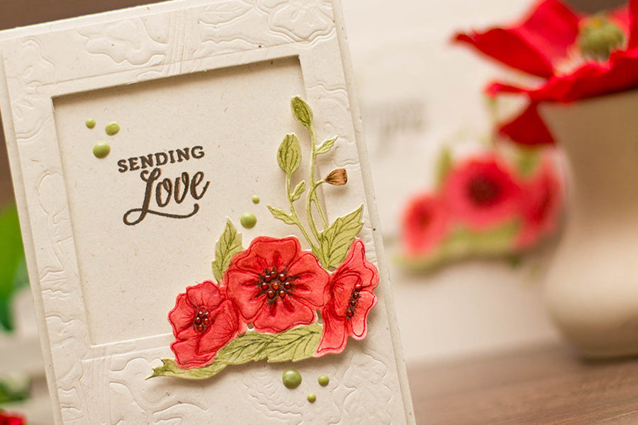 Lavender & Poppies Inspiration | Handmade Card with Dry Embossed Panels