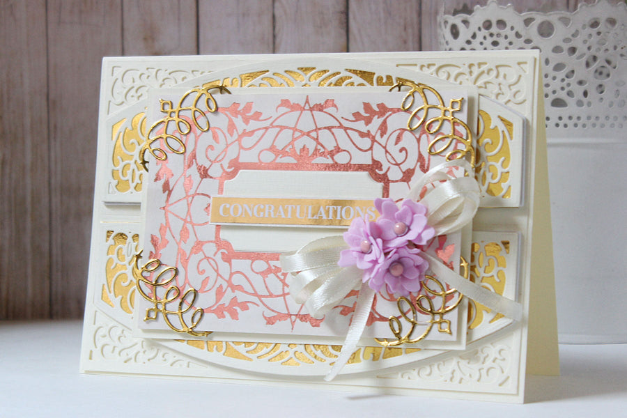 The Gilded Age Collection Inspiration | Layered Foiled Handmade Cards with Hussena