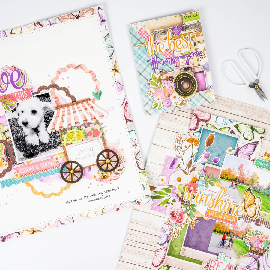 2 Layouts and a Card Using Simple Vintage Flower Shoppe by Simple Stories