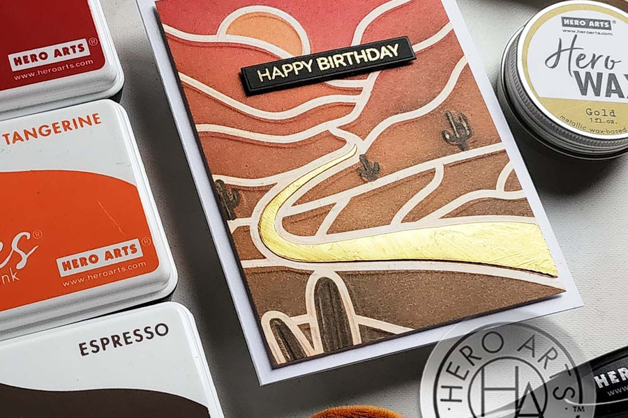 Stepping up a Stenciled Card Panel with the Desert Road Stencil