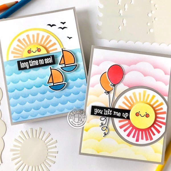 Sunny Cards with Scenic Stencils - Hero Arts