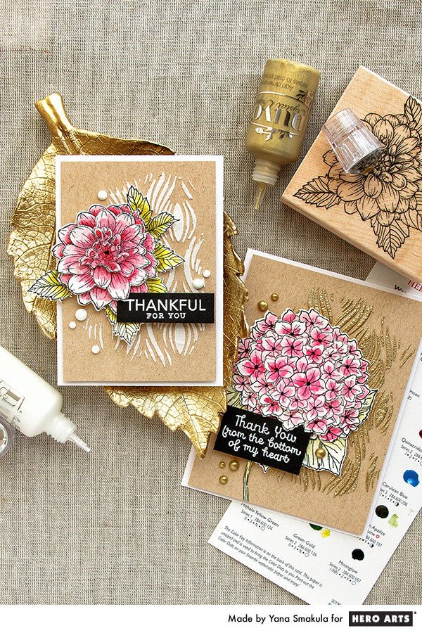 Video: 3D Decoupage Technique with Artistic Dahlia and Large Hydrangea Stamps - Hero Arts