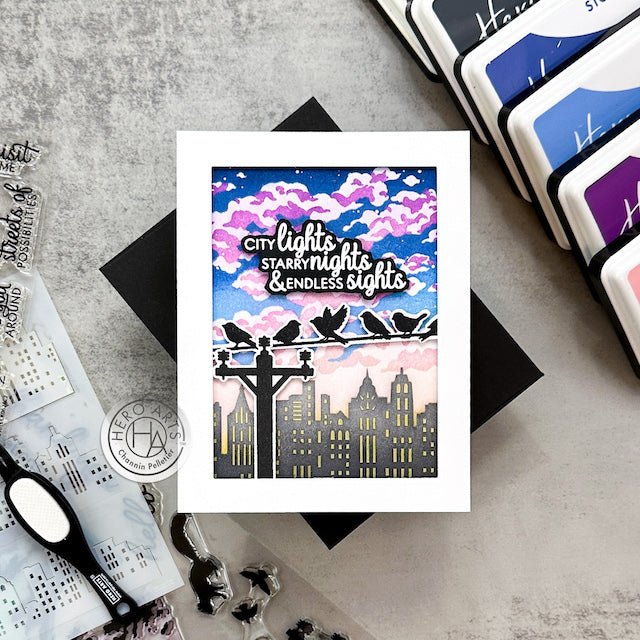 Video: City Lights & Starry Nights Card Featuring the June Card Kit of the Month - Hero Arts