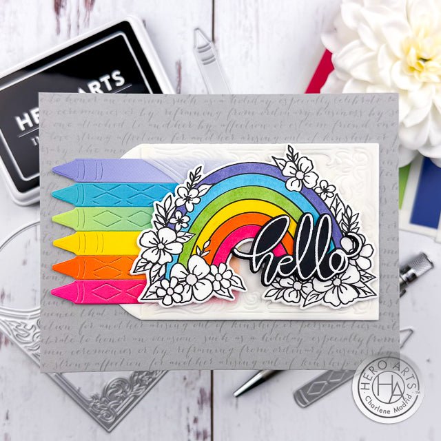 Video: Colorful Crayon Box Card with Sky Ombré Hero Transfers - Hero Arts