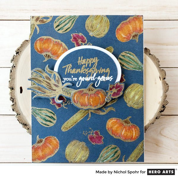 Video: Happy Thanksgiving Polychromos on Dark Cardstock - Hero Arts