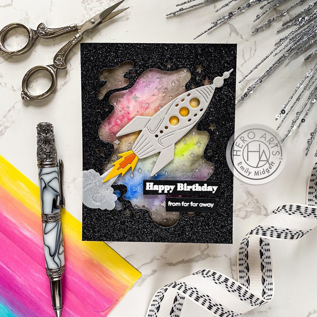 Watercolored Galaxy Glittery Birthday Greeting - Hero Arts