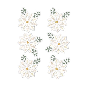 Rosie's Studio Sleigh Bells Ring Gold Poinsettias Dimensional Acetate Stickers