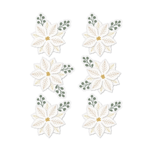 Rosie's Studio Sleigh Bells Ring Gold Poinsettias Dimensional Acetate Stickers