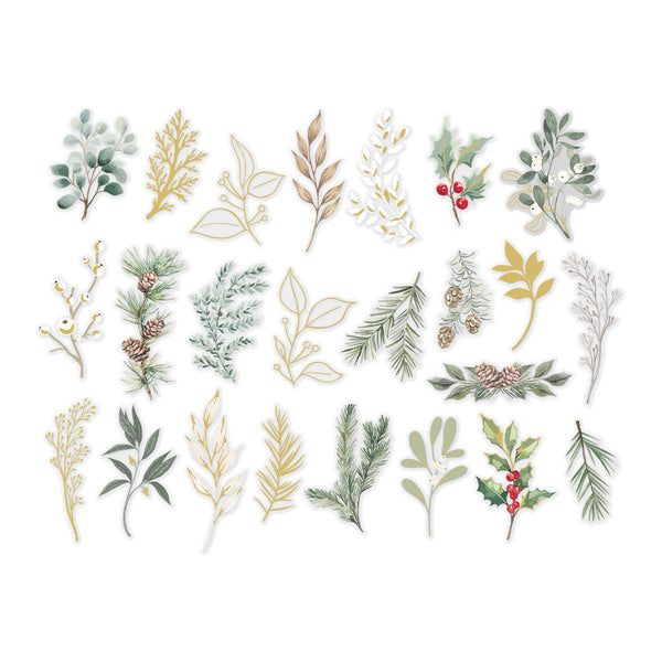 Rosie's Studio Sleigh Bells Ring Clear Foliage Stickers