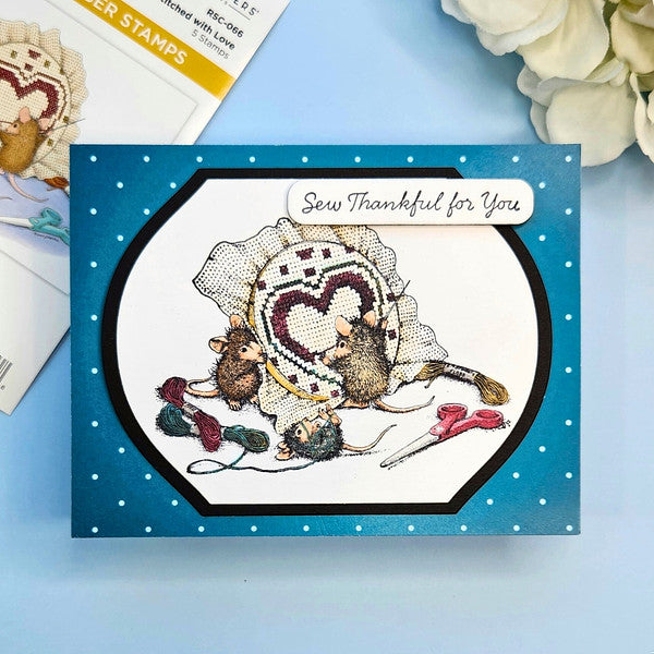 Stitched with Love Cling Rubber Stamps by House-Mouse