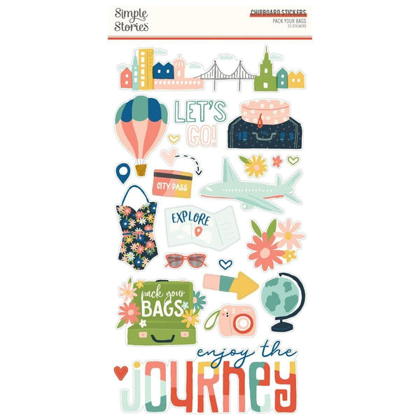 Simple Stories - Pack Your Bags Chipboard Stickers