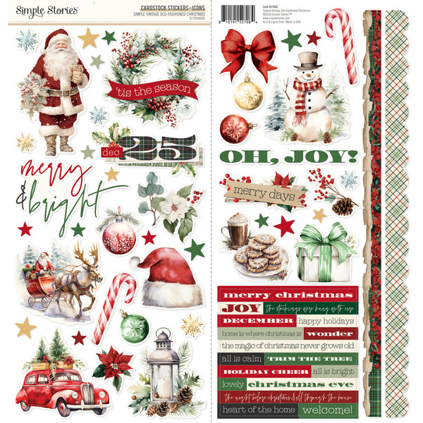Simple Stories Simple Vintage Old-Fashioned Christmas Cardstock Stickers - Icons