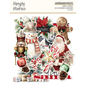 Simple Stories Simple Vintage Old-Fashioned Christmas Chipboard Pieces