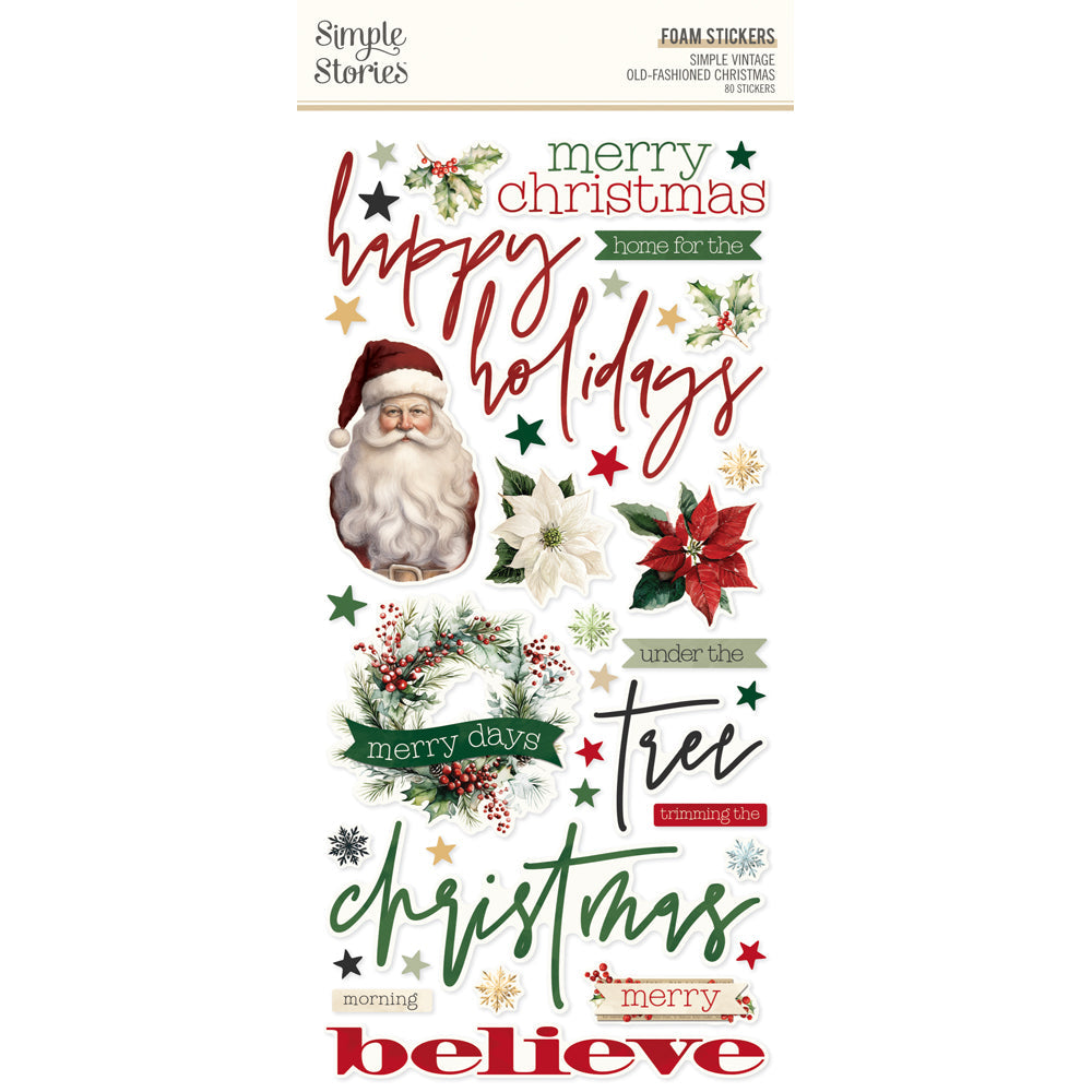 Simple Stories Simple Vintage Old-Fashioned Christmas Foam Stickers
