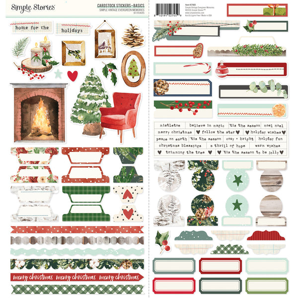 Simple Stories Simple Vintage Evergreen Memories Cardstock Stickers - Basics