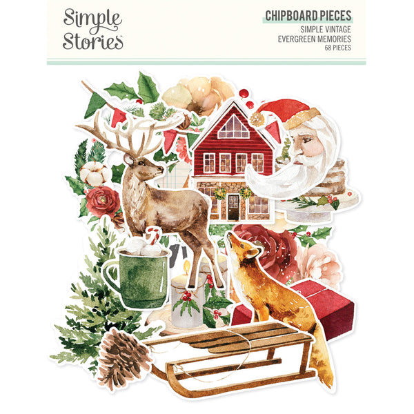 Simple Stories Simple Vintage Evergreen Memories Chipboard Pieces
