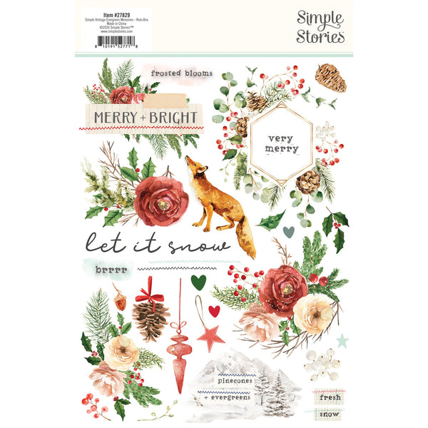 Simple Stories Simple Vintage Evergreen Memories Rub-On Transfers
