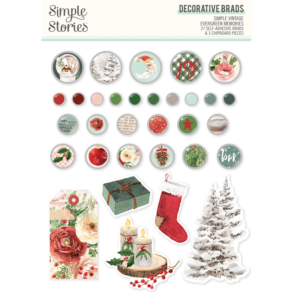 Simple Stories Simple Vintage Evergreen Memories Decorative Brads