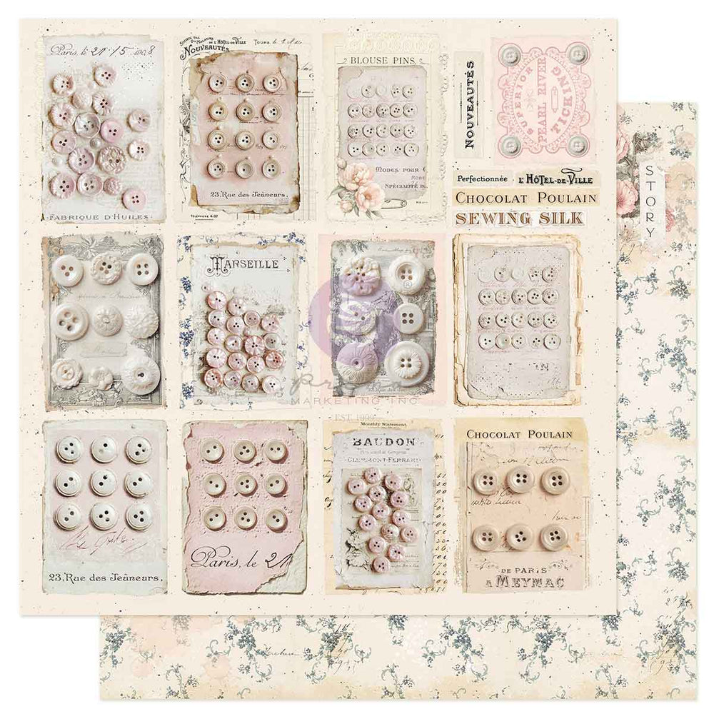 Prima Buttons & Keepsakes by Frank Garcia 8 x 8" Paper Pad