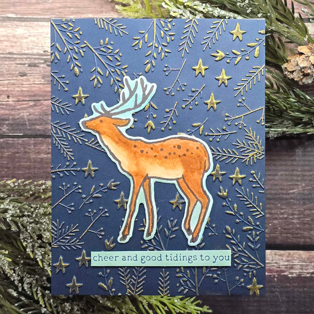 Cheer and Good Tidings Deer Registration Press Plate & Die Set by Dina Wakley