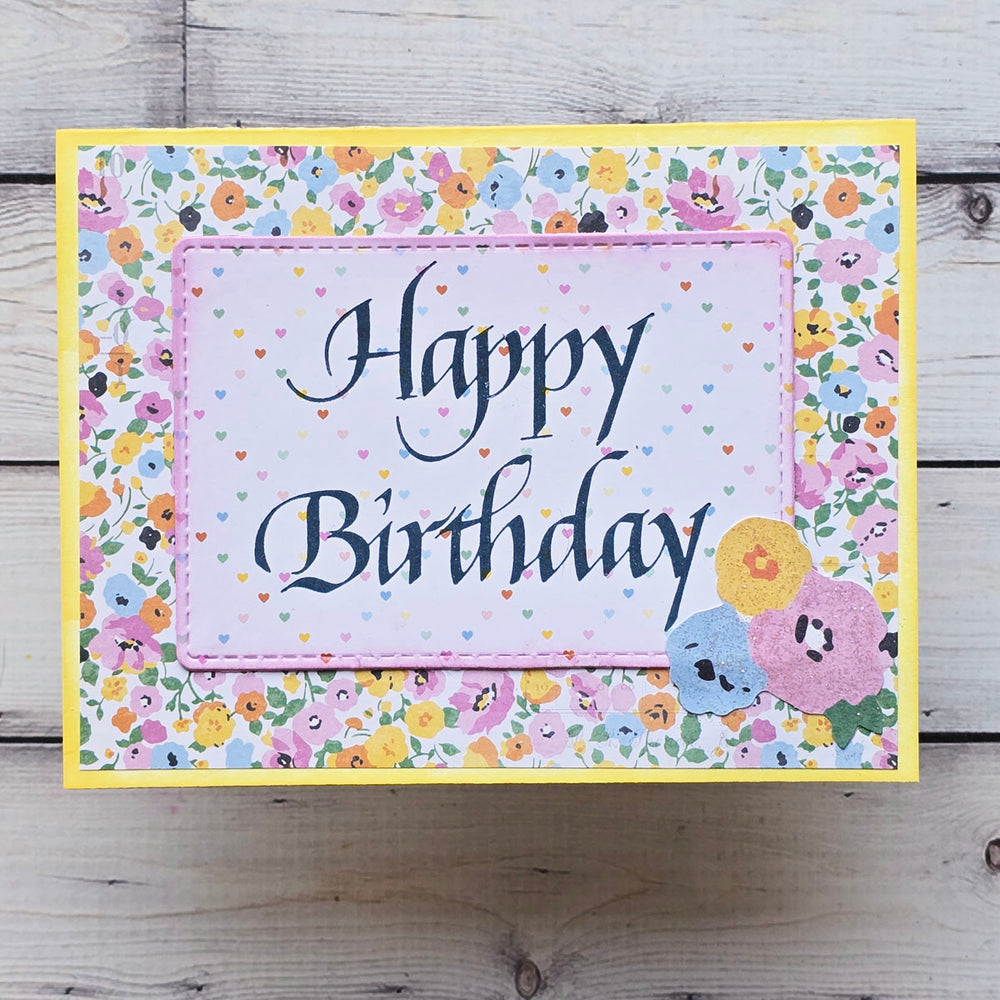 Upright Italic Happy Birthday Press + Foil Plate by Paul Antonio