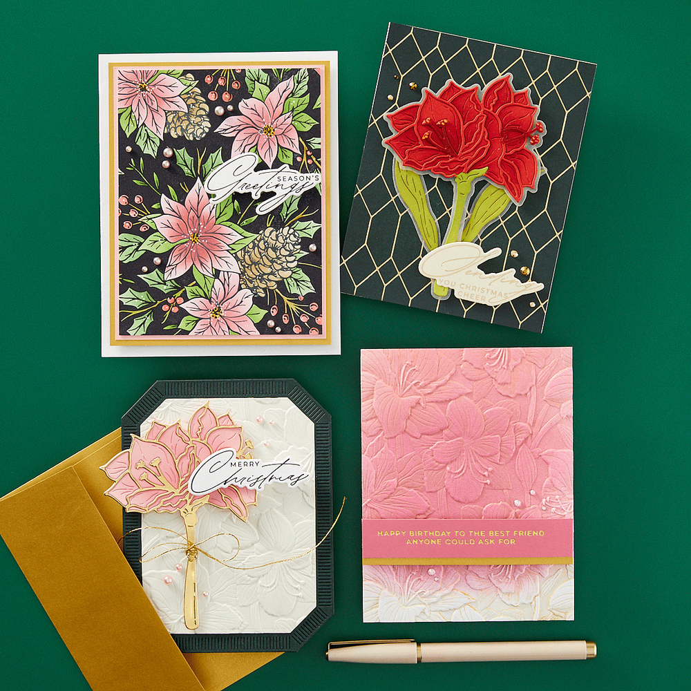 Home for Christmas Sentiments Press Plate & Die Set from the Amaryllis Christmas Collection by Yana Smakula
