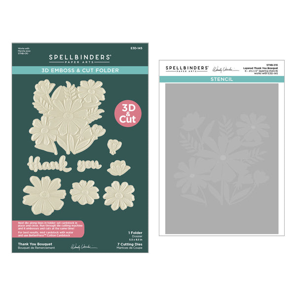 Thank You Bouquet 3D Folder and Stencil Bundle  by Wendy Vecchi