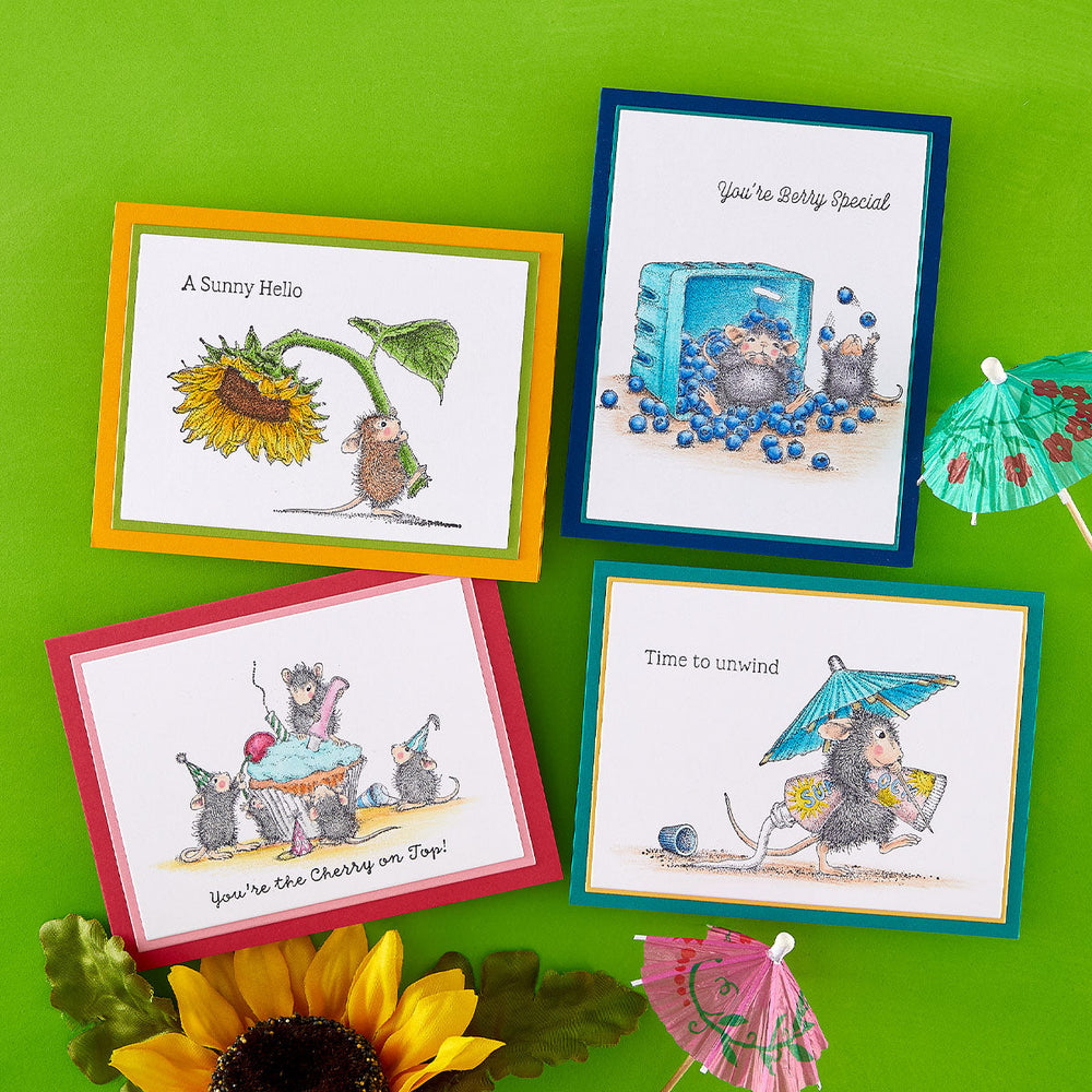 House-Mouse Sunflower Walk Cling Rubber Stamp Set