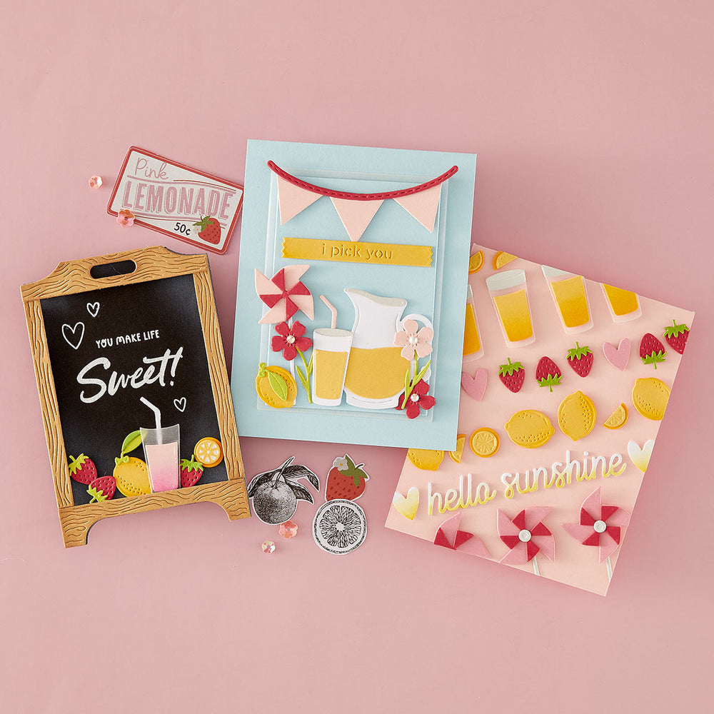 Pink Lemonade Stand Tags Etched Dies with Simple Stories