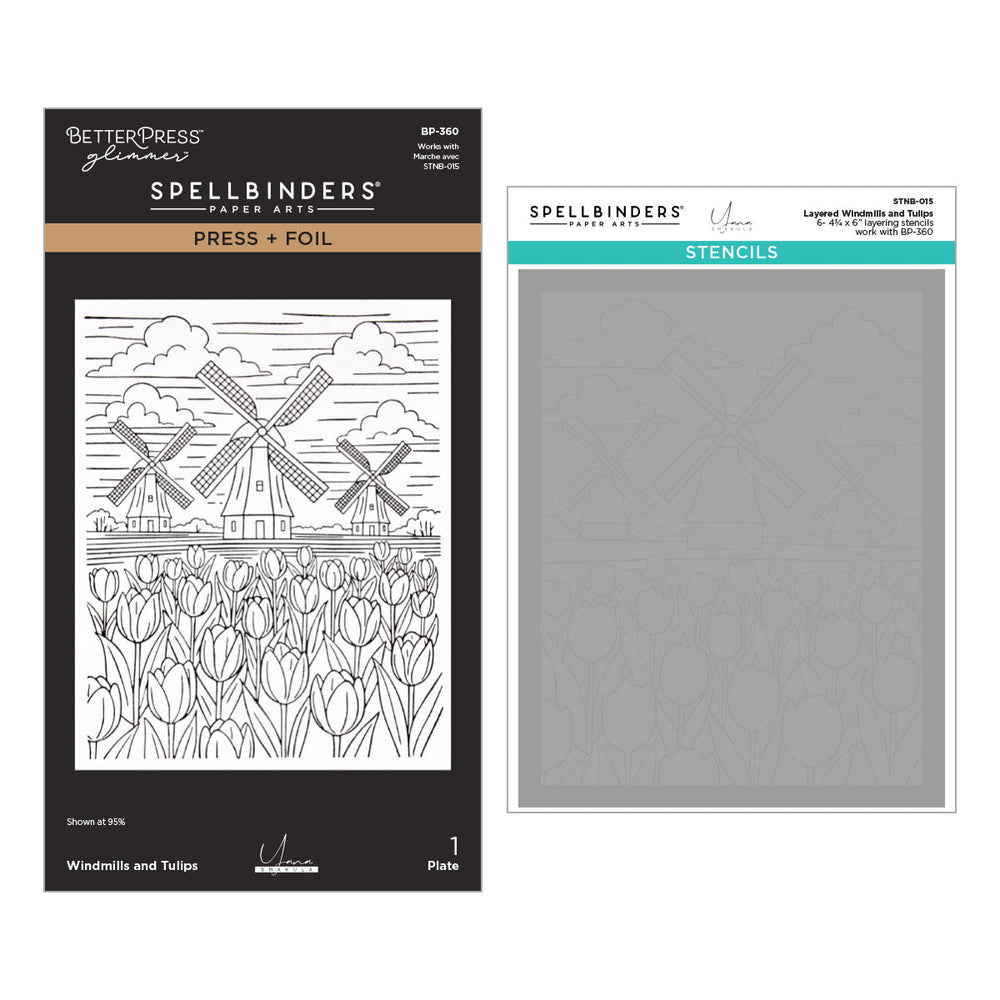 Windmills and Tulips Press + Foil Plate and Stencil Bundle by Yana Smakula