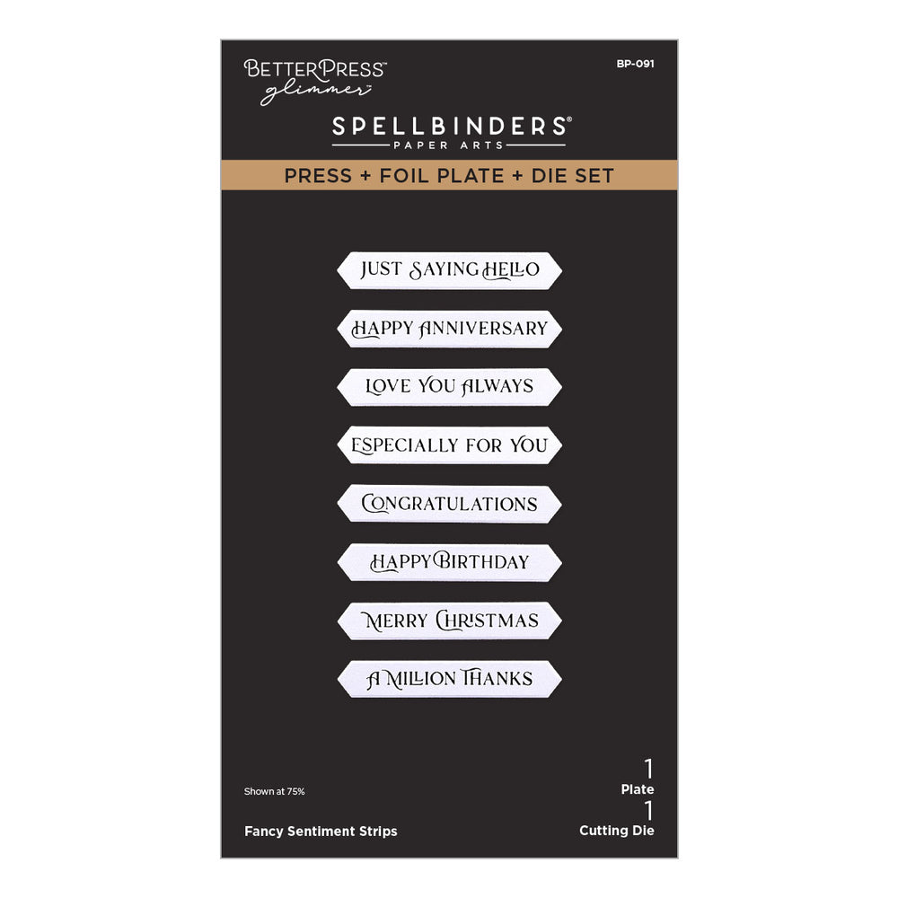 Fancy Sentiment Strips Press + Foil Plate & Die Set