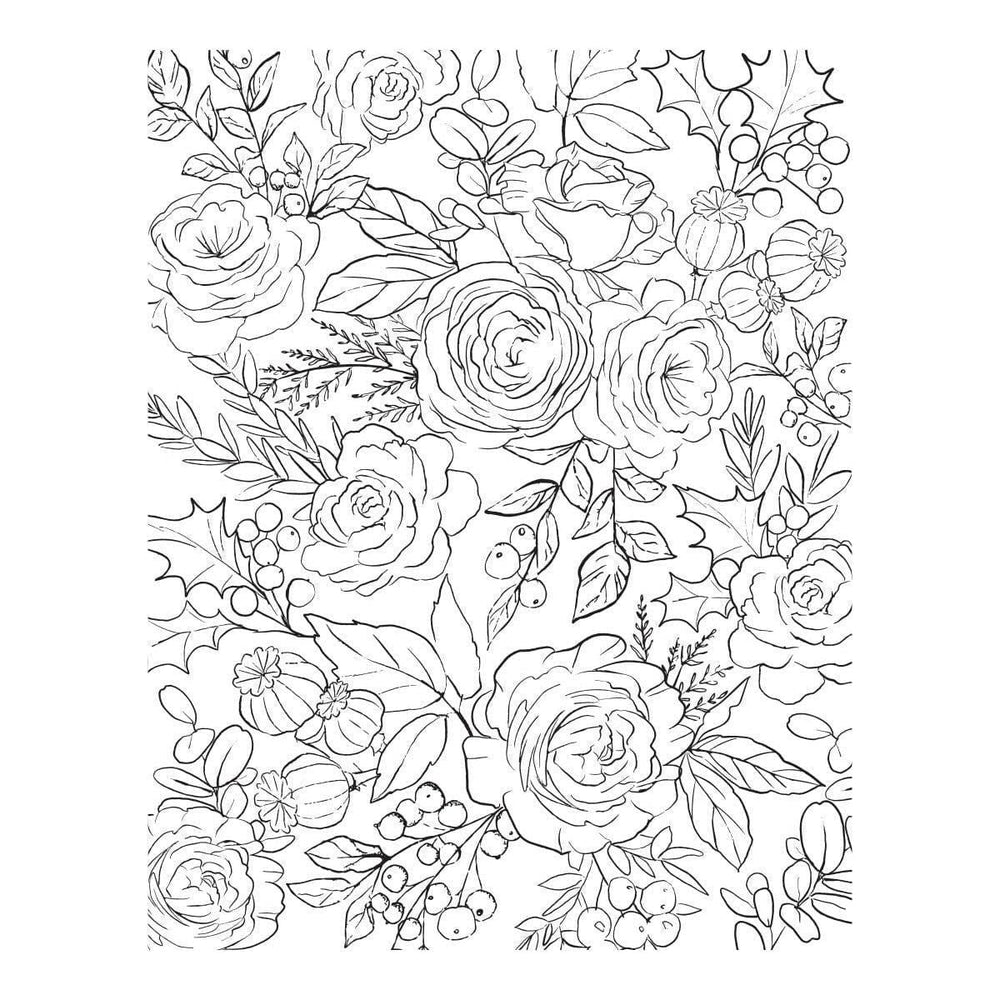 Winter Rose Background BetterPress and Stencil Bundle from the Handmade Holidays Collection
