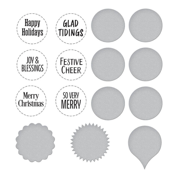 Festive Circle Sentiments Press Plates & Die Set by Lisa Horton