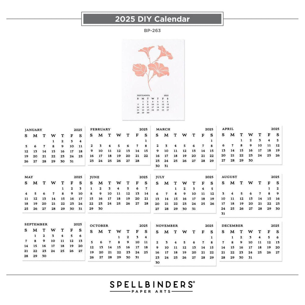 2025 DIY Calendar Press Plates and DIY Easel BetterPress Dies Bundle from the Florals Through the Year Collection