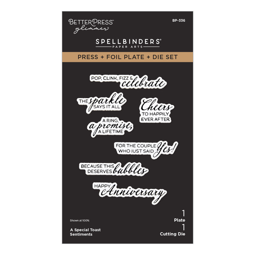 A Special Toast Sentiments Press + Foil Plate & Die Set