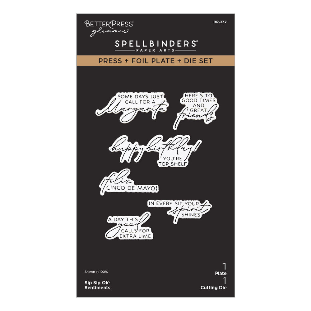 Sip Sip Ole Sentiments BetterPress Plate & Die Set