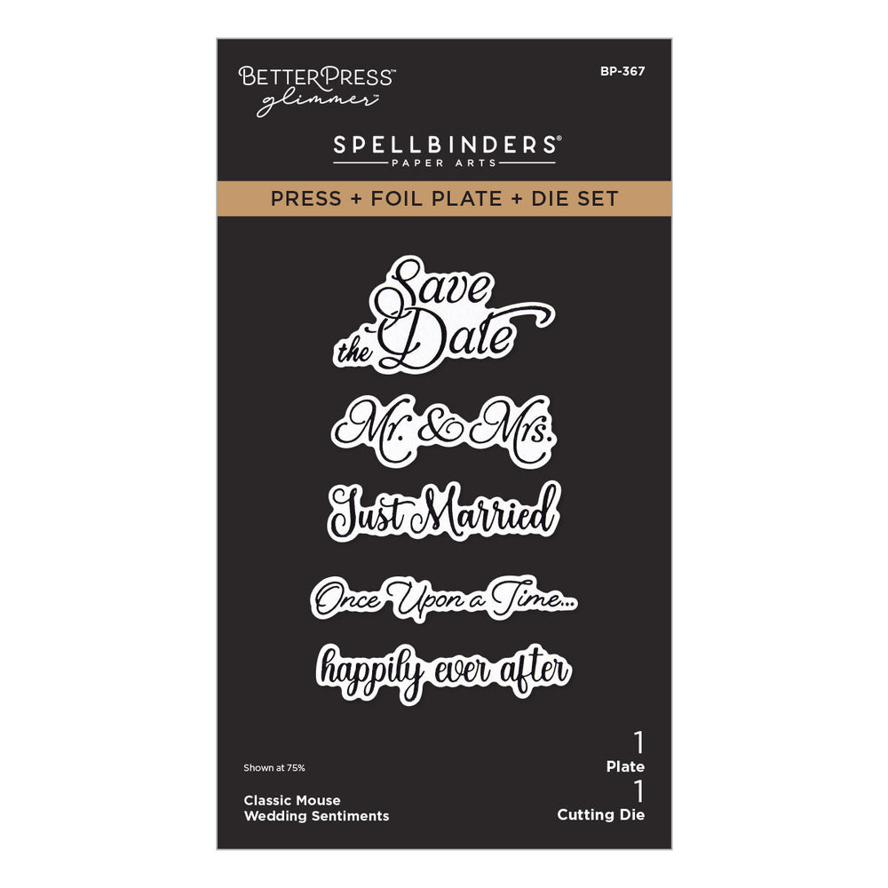 Classic Mouse Wedding Sentiments Press + Foil Plate & Die Set