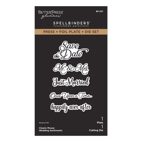 Classic Mouse Wedding Sentiments Press + Foil Plate & Die Set