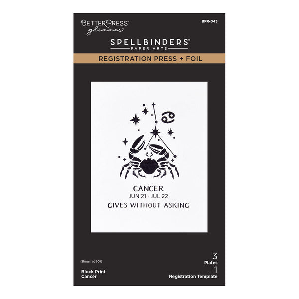 Block Print Cancer Registration Press + Foil Plate