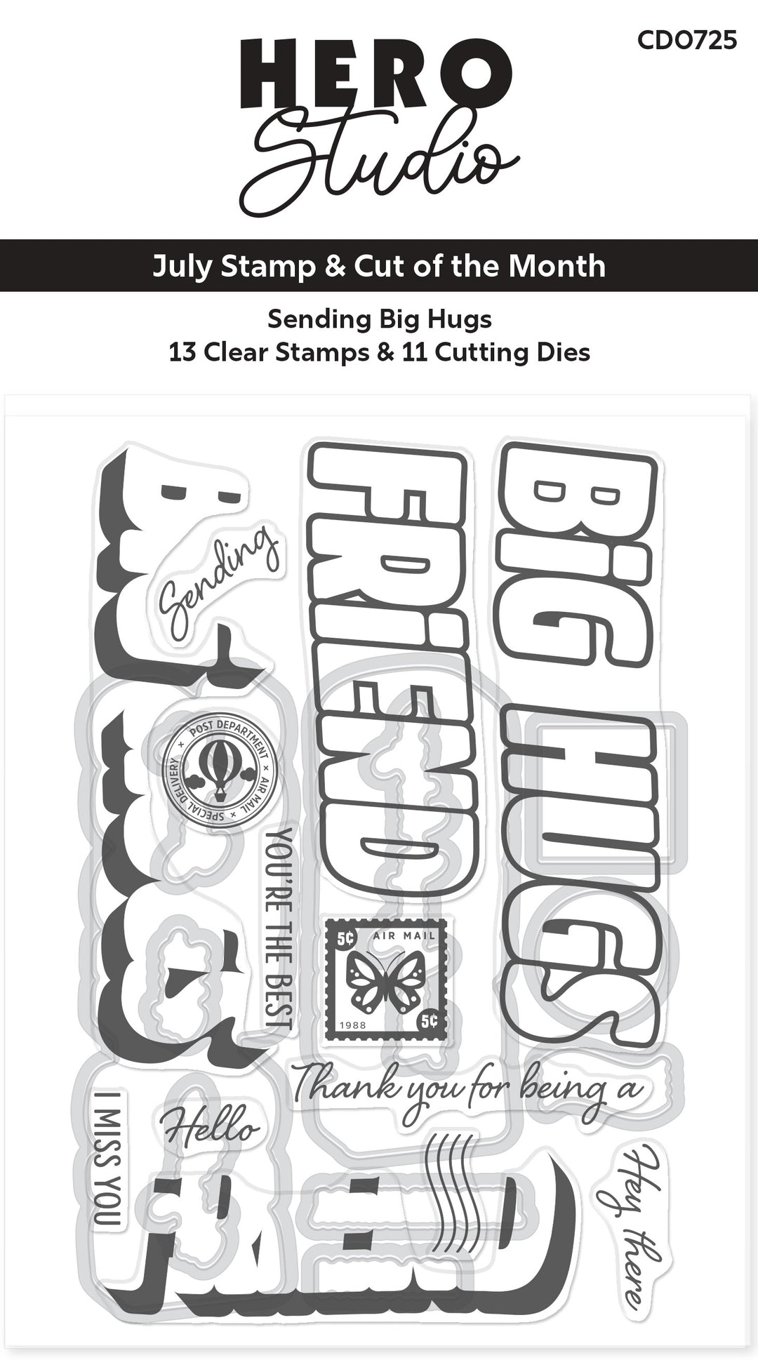 Sending Big Hugs Stamp & Cut Set of the Month - July 2025