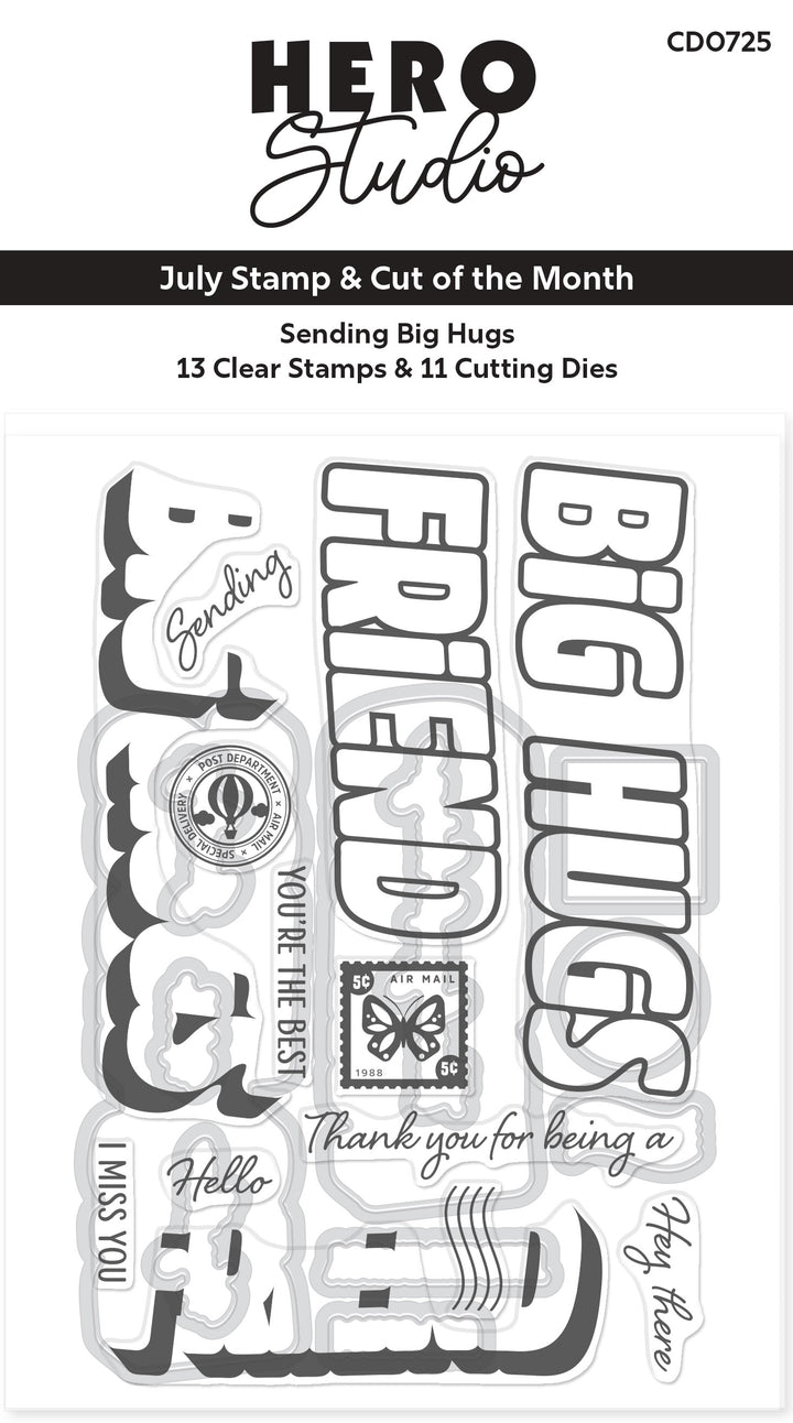 Sending Big Hugs Stamp & Cut Set of the Month - July 2025