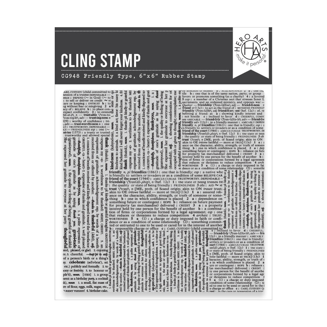 Cling stamp with text pattern on a white background