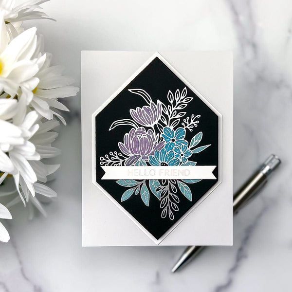 Hexi-Gem Blooms Glimmer Hot Foil Plate & Die Set from the Hexi-Gems Collection