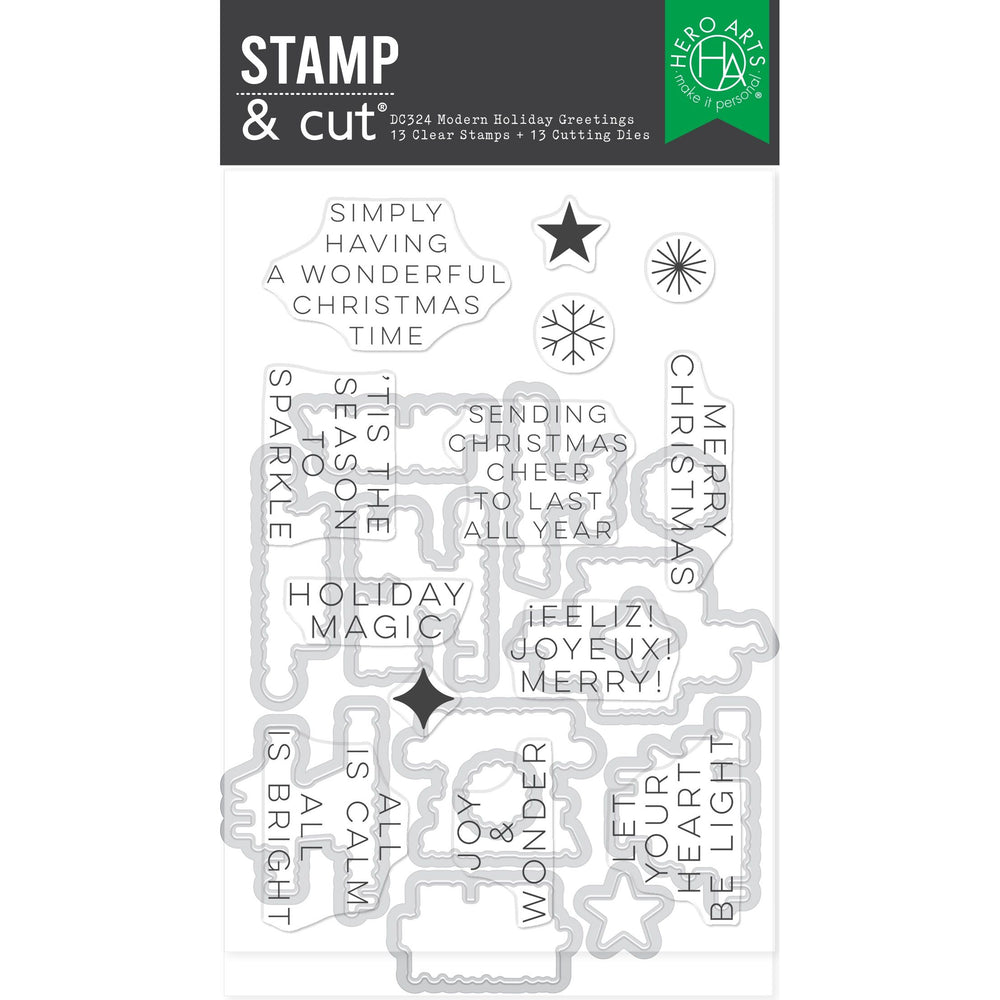Modern Holiday Greetings Stamp & Cut Set