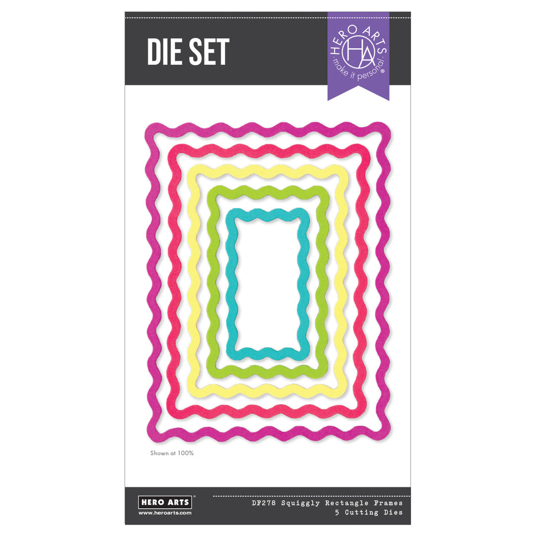 Set of colorful die-cut frames on a white background with 'Hero Arts' branding.